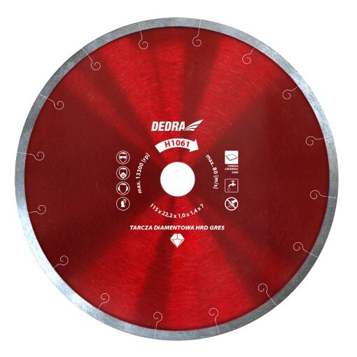 Disc diamantat placi ceramice dure, 125 x 22.2mm, Dedra